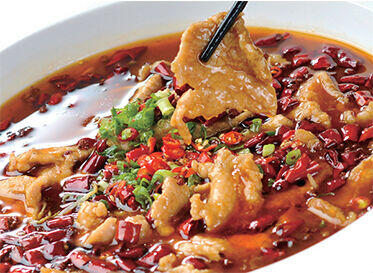 B12. Boiled Pork Slices in Spicy Sauce